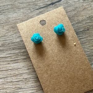 Blue rose stud earrings BOGO FREE